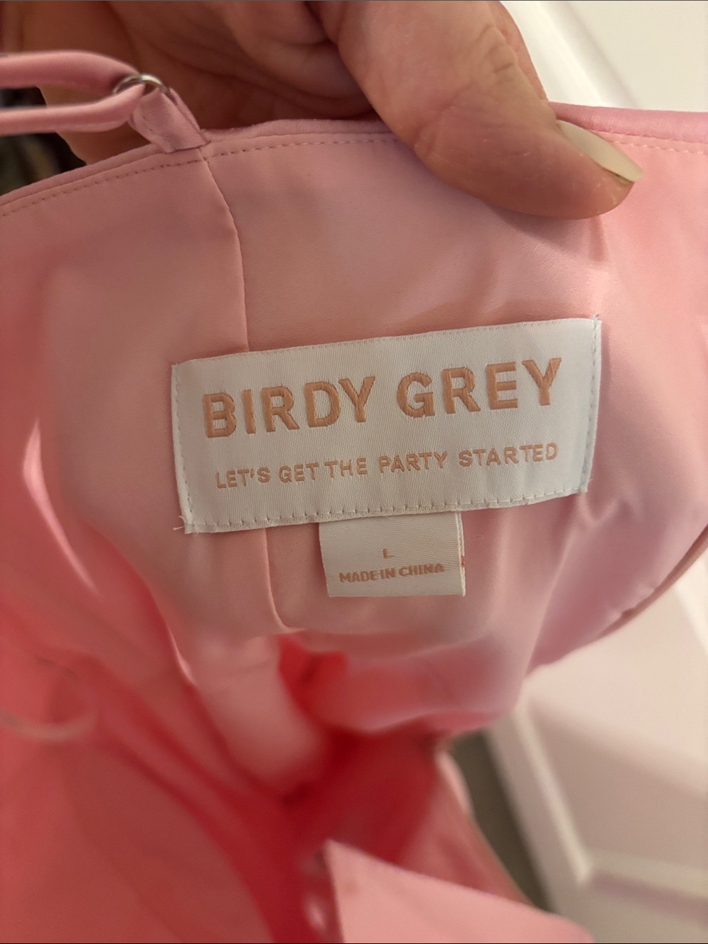 Birdy Grey One-Shoulder Bubblegum Pink Satin Gown - Picture 2 of 6